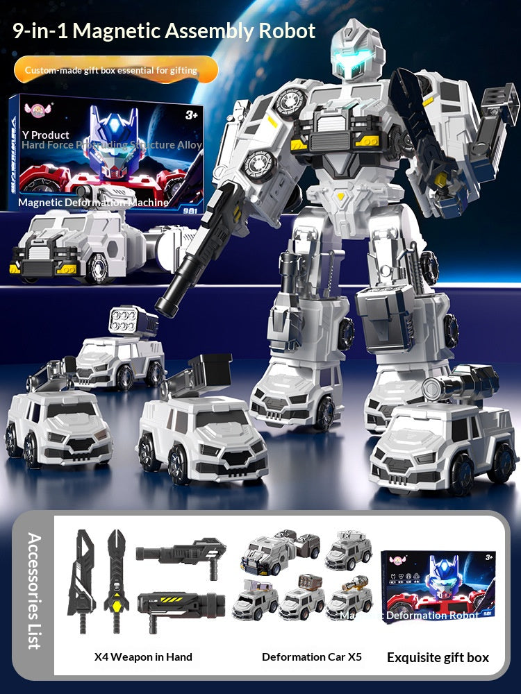 Magnetic Transforming Robot Toy – 2-in-1 Engineering & Military Vehicle for Kids