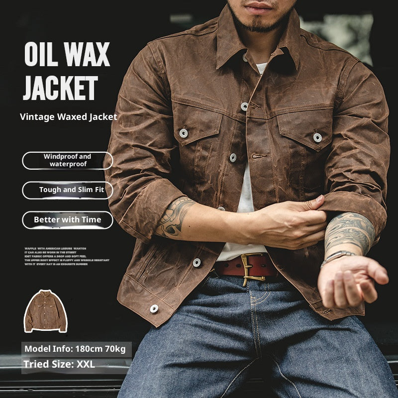Men’s Vintage Waxed Canvas Jacket – Rugged American Work & Hunting Coat for Fall