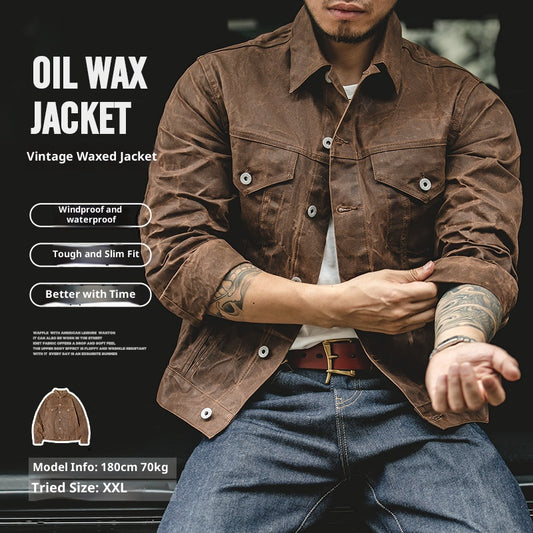 Men’s Vintage Waxed Canvas Jacket – Rugged American Work & Hunting Coat for Fall