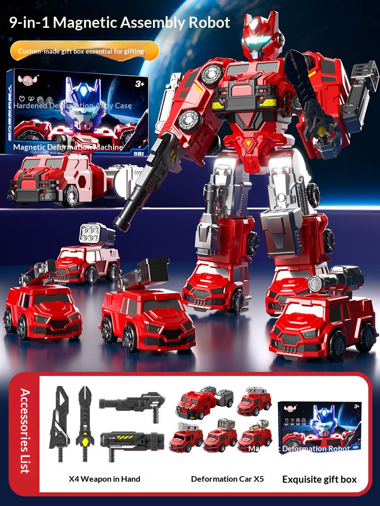 Magnetic Transforming Robot Toy – 2-in-1 Engineering & Military Vehicle for Kids