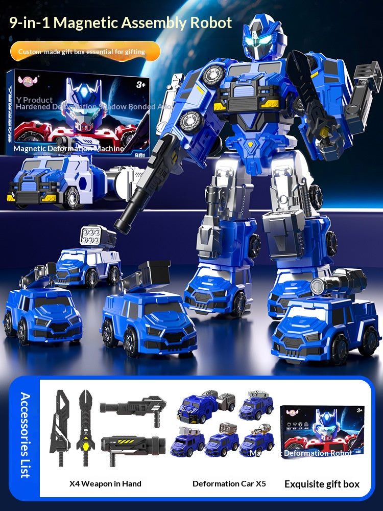 Magnetic Transforming Robot Toy – 2-in-1 Engineering & Military Vehicle for Kids