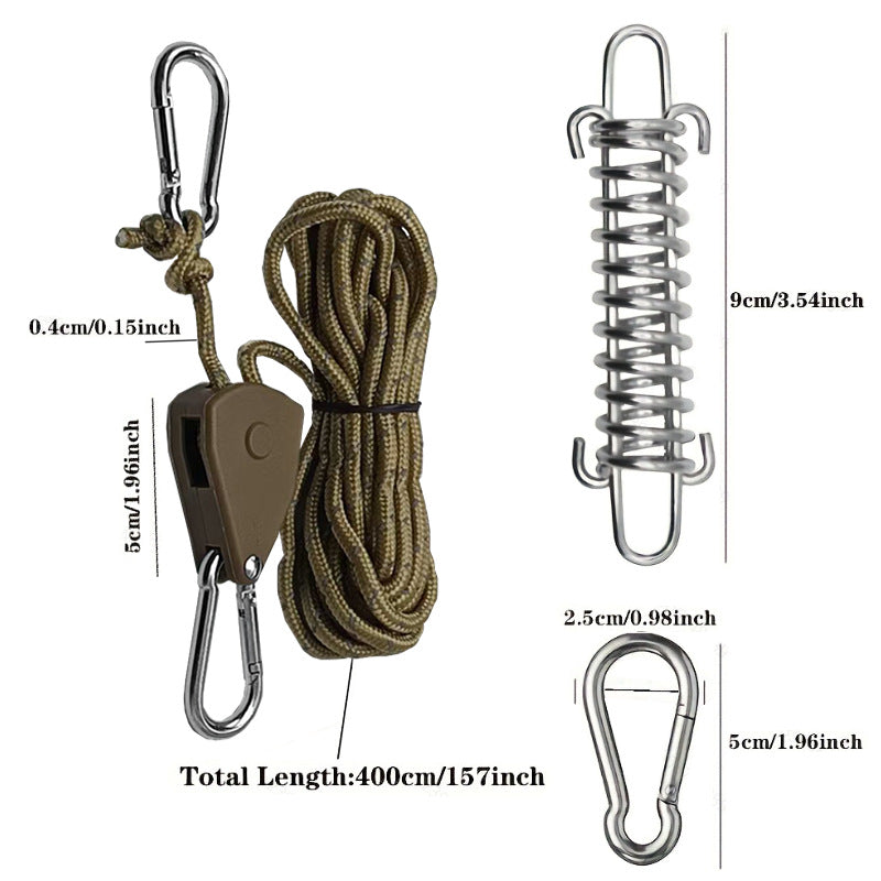 Adjustable Tent Rope Tensioner with Pulley – Heavy Duty Camping Guy Line for Tents & Tarps