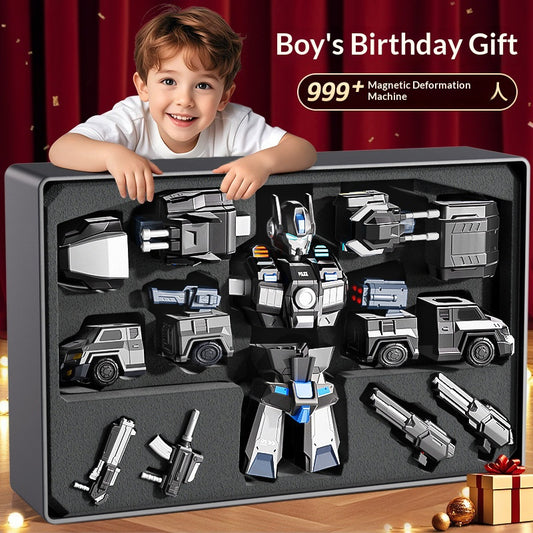 Magnetic Transforming Robot Toy – 2-in-1 Engineering & Military Vehicle for Kids