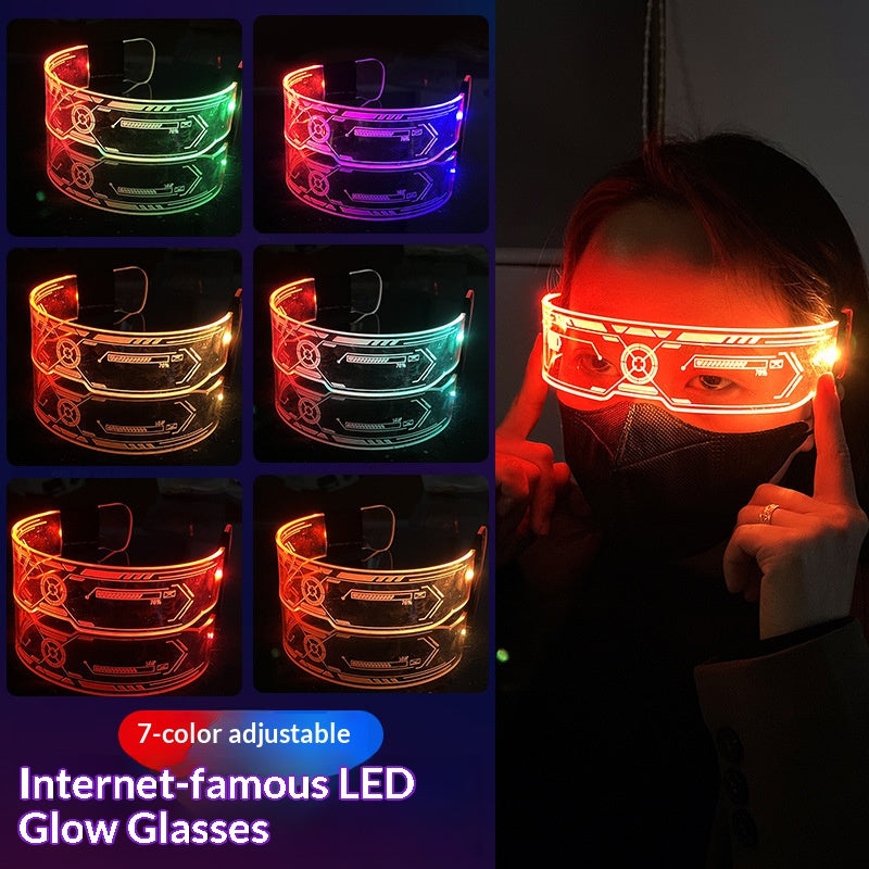 LED Luminous Party Glasses – Futuristic Neon Light Eyewear for Festivals, Clubs & Christmas Parties