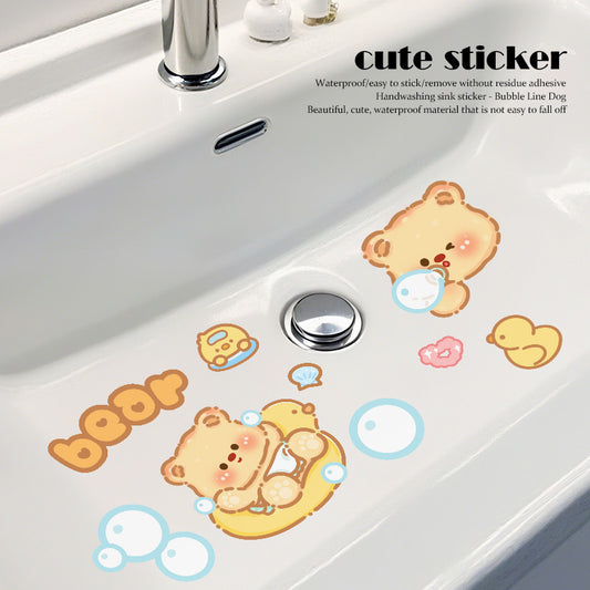 🌟 Cute Cartoon Bathroom & Kitchen Tile Stickers