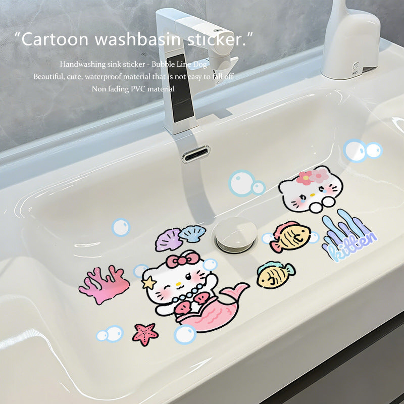 🌟 かわいい漫画のバスルームとキッチンのタイルステッカー