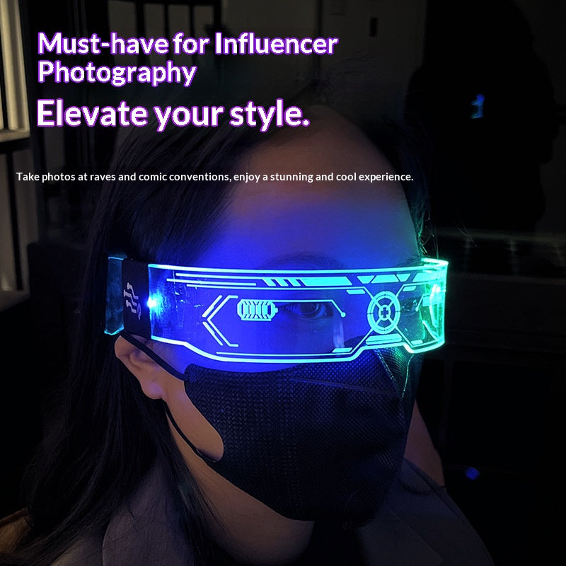 LED Luminous Party Glasses – Futuristic Neon Light Eyewear for Festivals, Clubs & Christmas Parties
