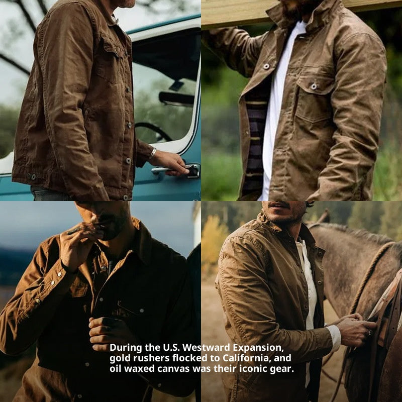 Men’s Vintage Waxed Canvas Jacket – Rugged American Work & Hunting Coat for Fall