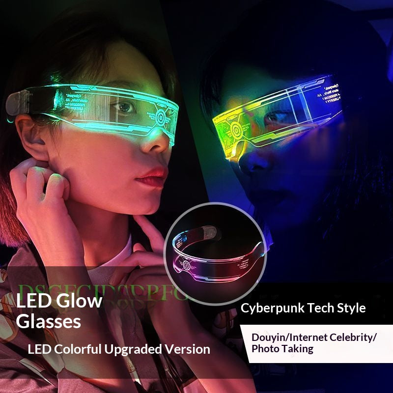 LED Luminous Party Glasses – Futuristic Neon Light Eyewear for Festivals, Clubs & Christmas Parties