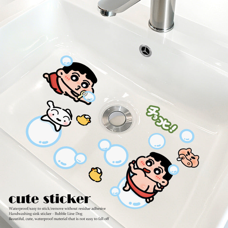 🌟 かわいい漫画のバスルームとキッチンのタイルステッカー