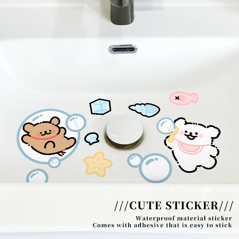 🌟 かわいい漫画のバスルームとキッチンのタイルステッカー